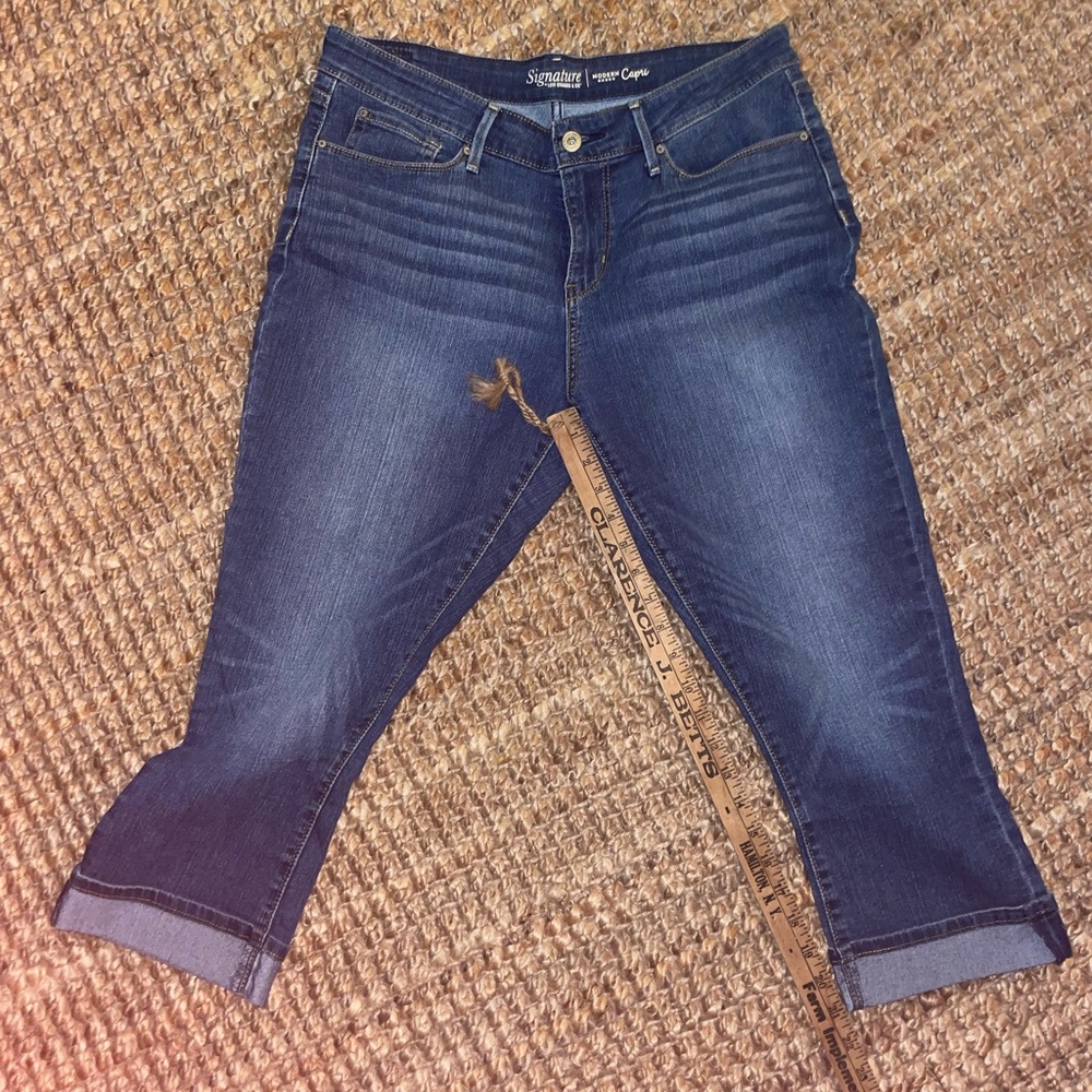 Levi's Signature Womens Dark Blue Capri Jeans Size 32/14 - Picture 4 of 5